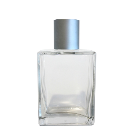 100ml Clear Refillable Cologne Bottle with Brushed Aluminium Cap
